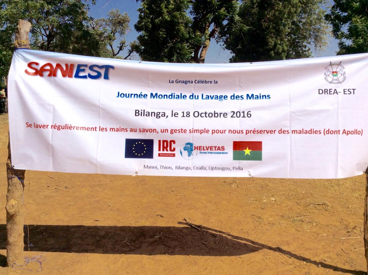 Banner for International handwashing day in Bukina Faso