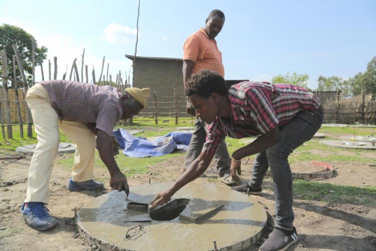 Making a toilet slab in Ethiopia