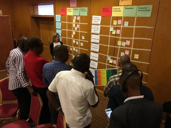 Members of the utility services, local and central government and civil society identify the status of system building blocks in Maputo whilst designing a WASH and water security city programme