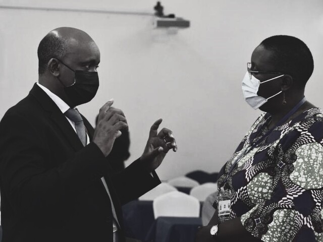 Julius Mukunda, Executive Director of the Civil Society Budget Advocacy Group and Jane Nabunnya Mulumba, IRC Uganda Country Dire