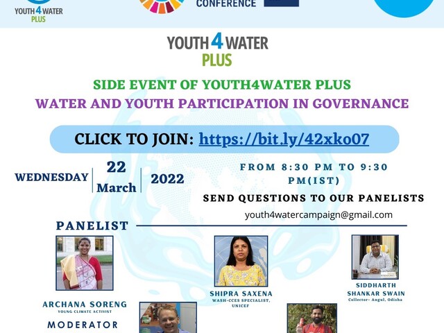 UNICEF & Youth4WaterPlus UN Water Conference virtual side event poster