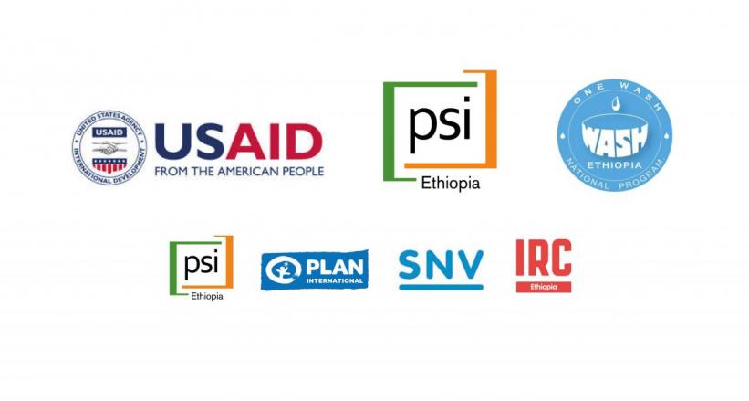 Logos of partner organisations of Transform WASH