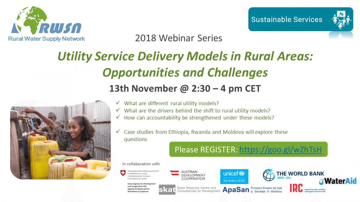 Banner RWSN webinar - Utility Service Delivery Models in Rural Areas: Opportunities and Challenges