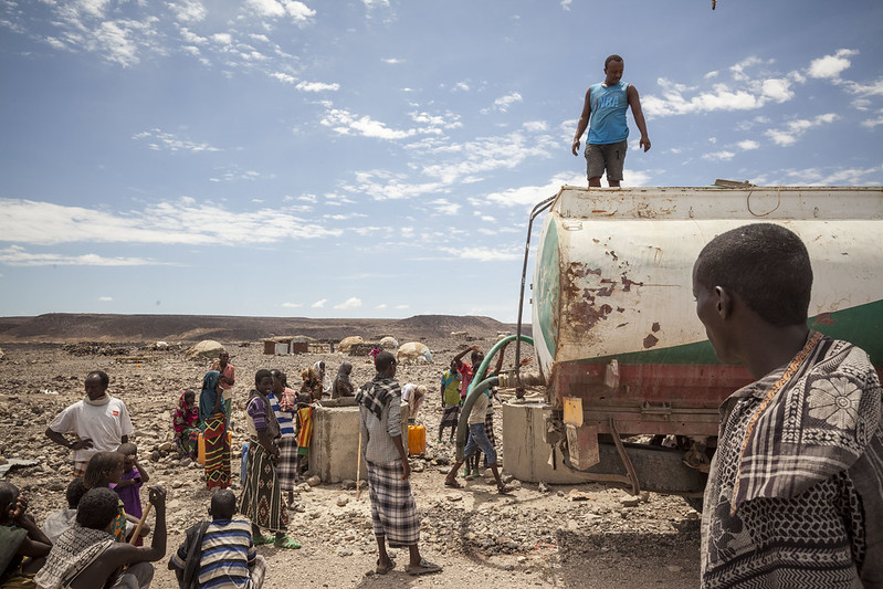 People getting water from tanker in Afar, Ethiopia